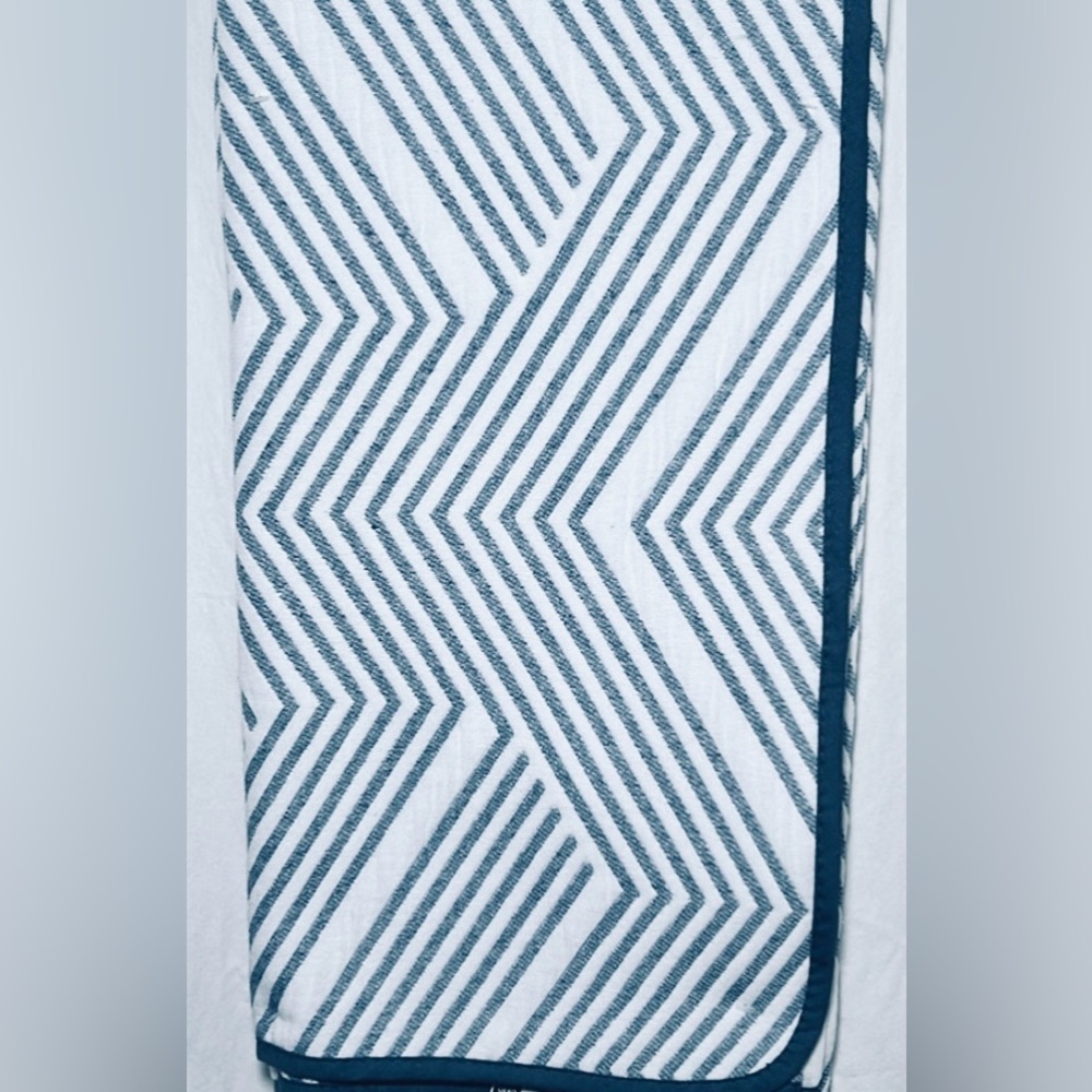 Natural Home Cotton Blend Blue/White Chevron Stripes Spain 50”x 60”
